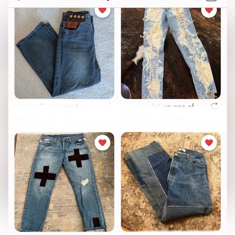 Custom inspiration work Levi's Straight wide leg baggy jeans reworked unique